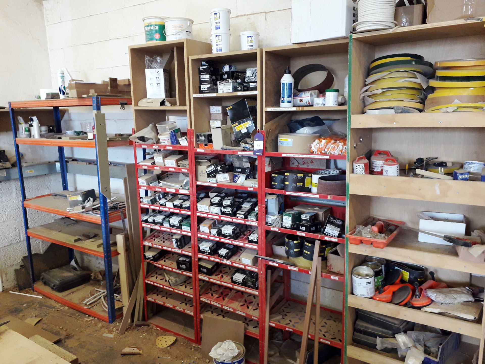 5 Racks & Contents of Woodworking Consumables