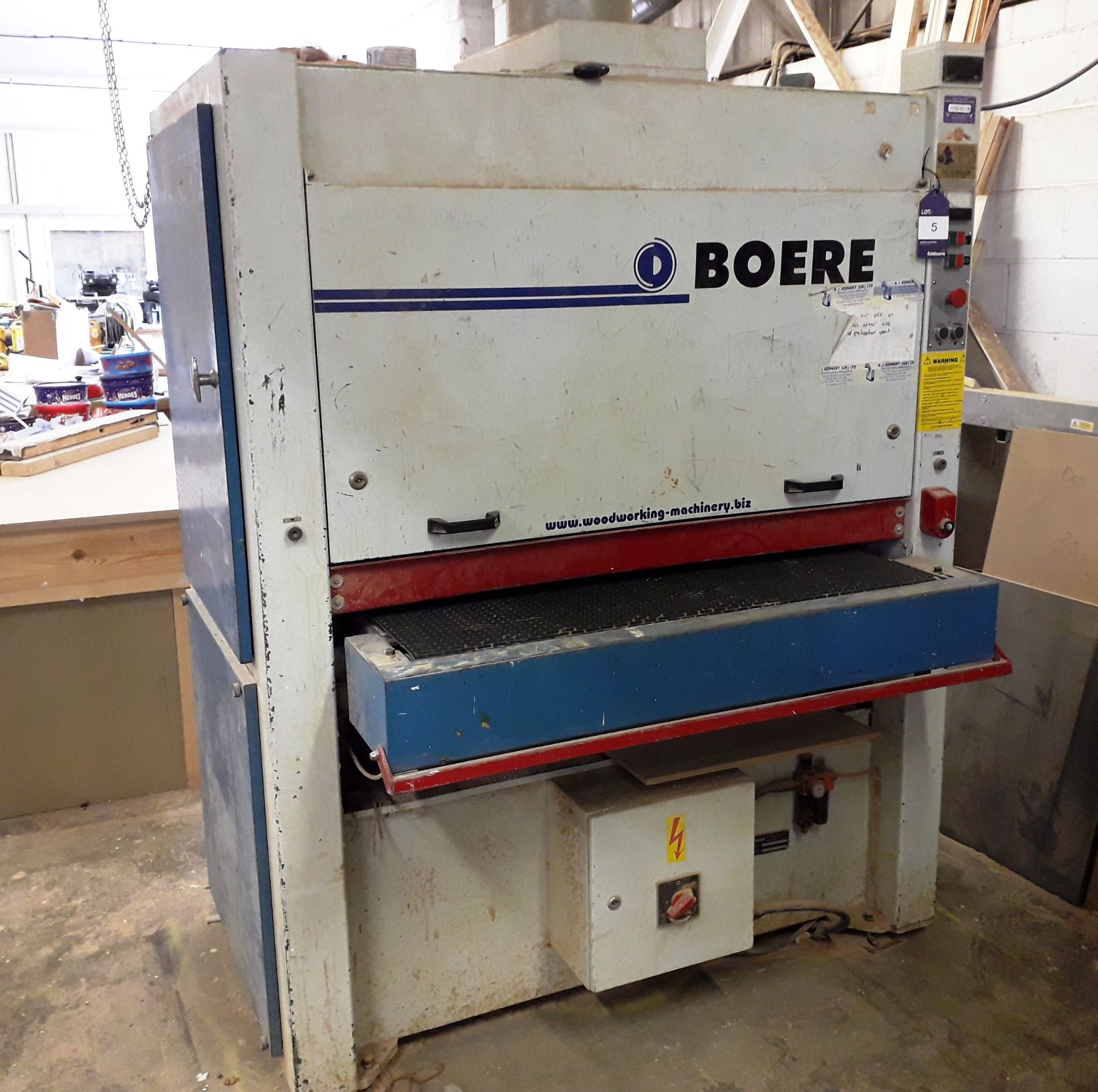 Boere Select 1100/2 Drum Sander, serial number 87083677 & quantity of Sanding Belts