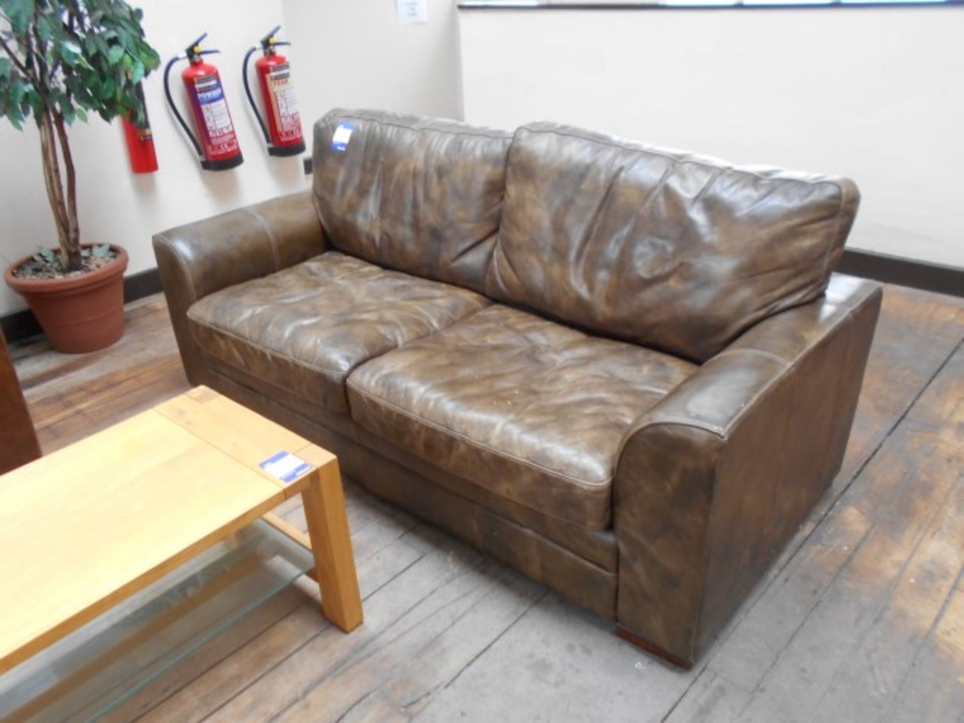 2 Seater Distressed Leather Effect Sofa