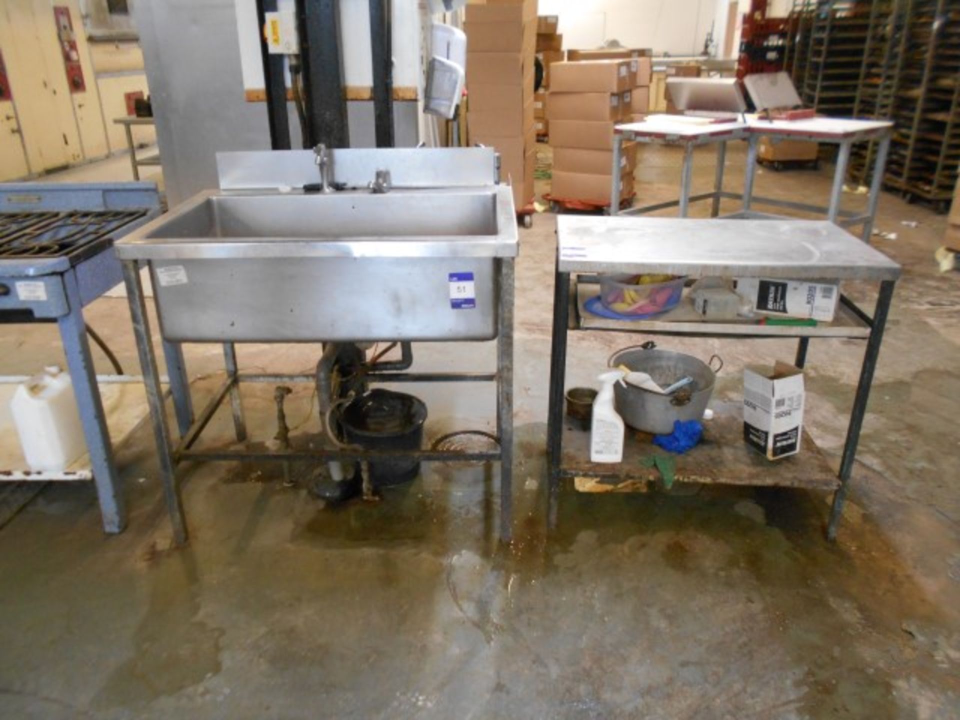 Large Stainless Steel Sink and Preparation Table