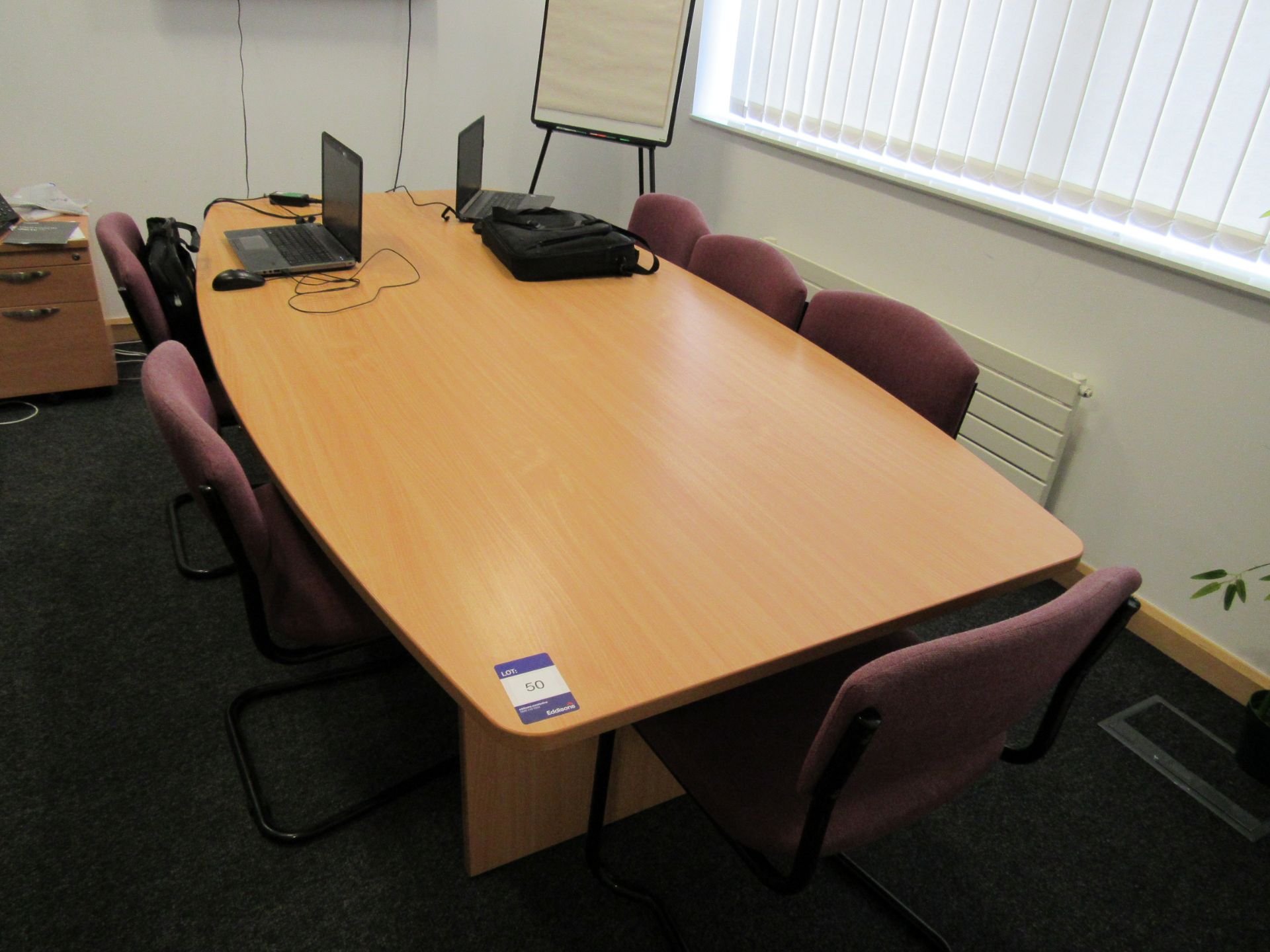 Beech Effect Meeting Table 2400x1200mm with 6 Upholstered Chairs - Image 2 of 2