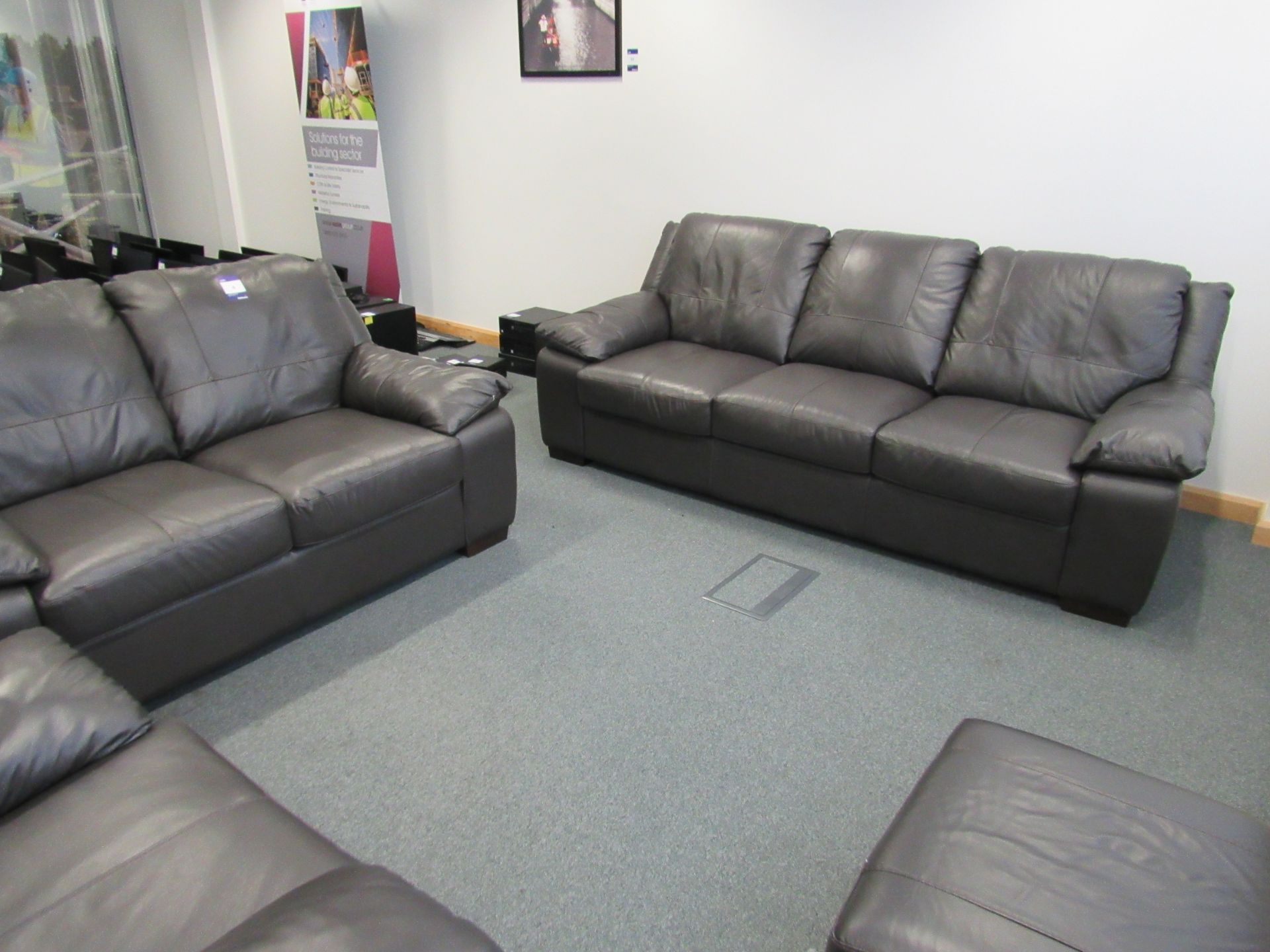 3 Piece Leather Effect Suite with Pouf - Image 2 of 3