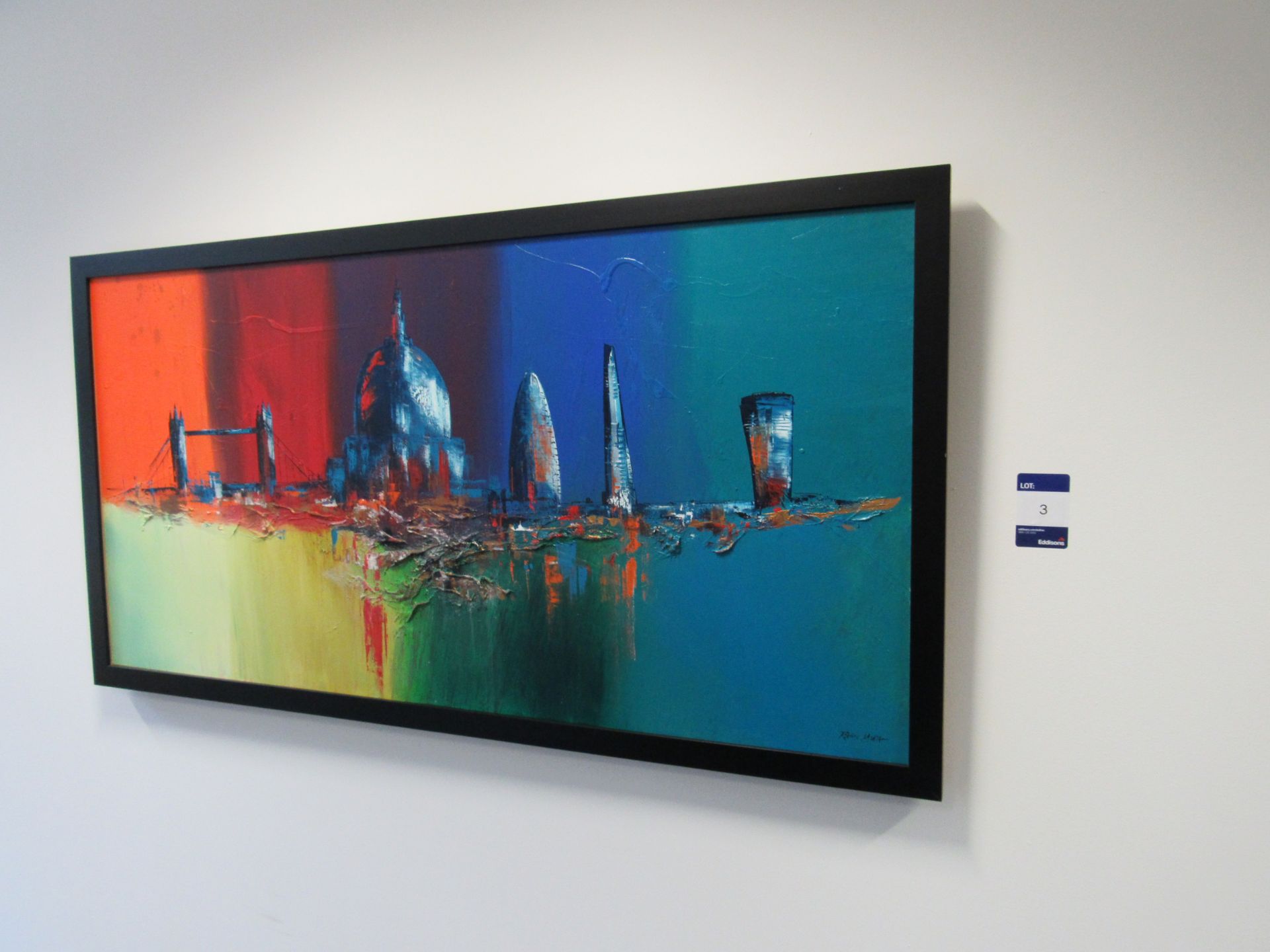 Acrylic on Canvas, London Skyline, Signed Robin Mullen, 1500 x 750mm - Image 2 of 5