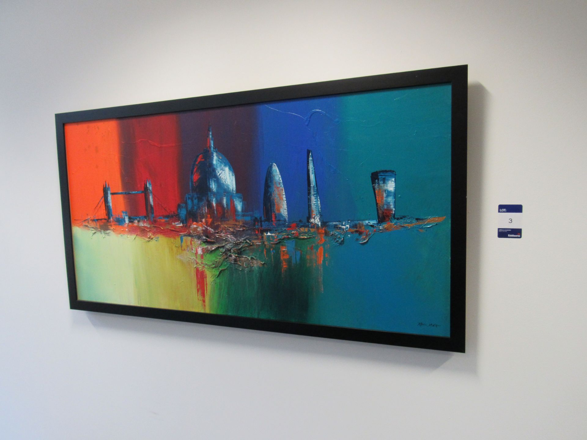 Acrylic on Canvas, London Skyline, Signed Robin Mullen, 1500 x 750mm - Image 3 of 5