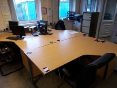 Assortment of office furniture to include 3 x workstations, 7 x filing cabinets, 3 x chairs (