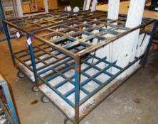 2 x Steel fabricated mobile racks, 1.5m x 690mm