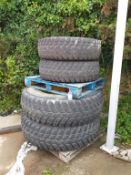2 x Pairs of Turf Tyres & Wheels for JD Tractor