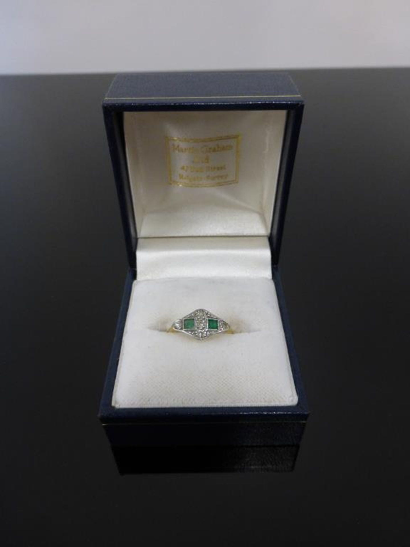 An Art Deco 18CT Gold, Emerald and Diamond Ring