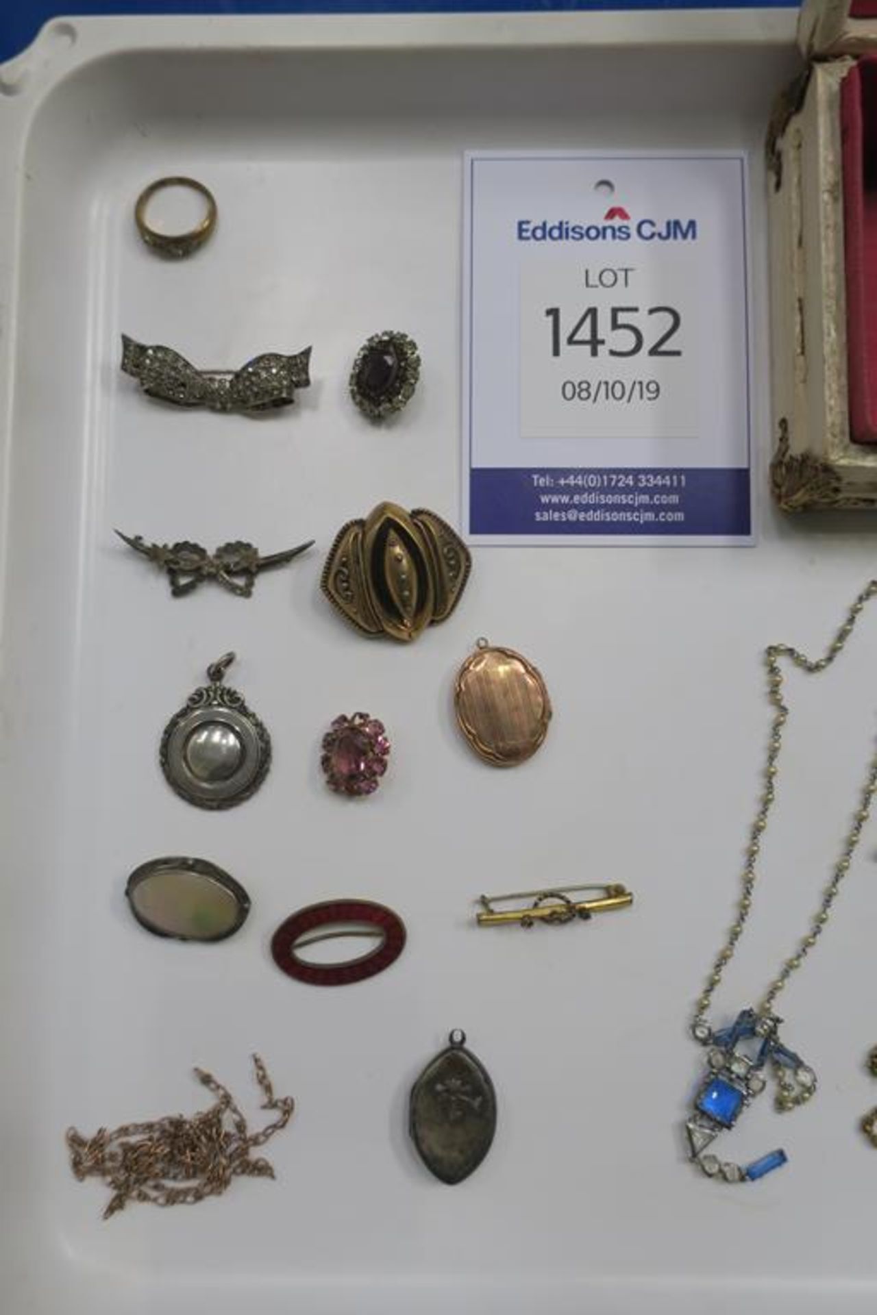 A selection of Antique Jewellery, Hallmarked Silver, Enamel, Amber, Fobs, Brooches - Image 2 of 3