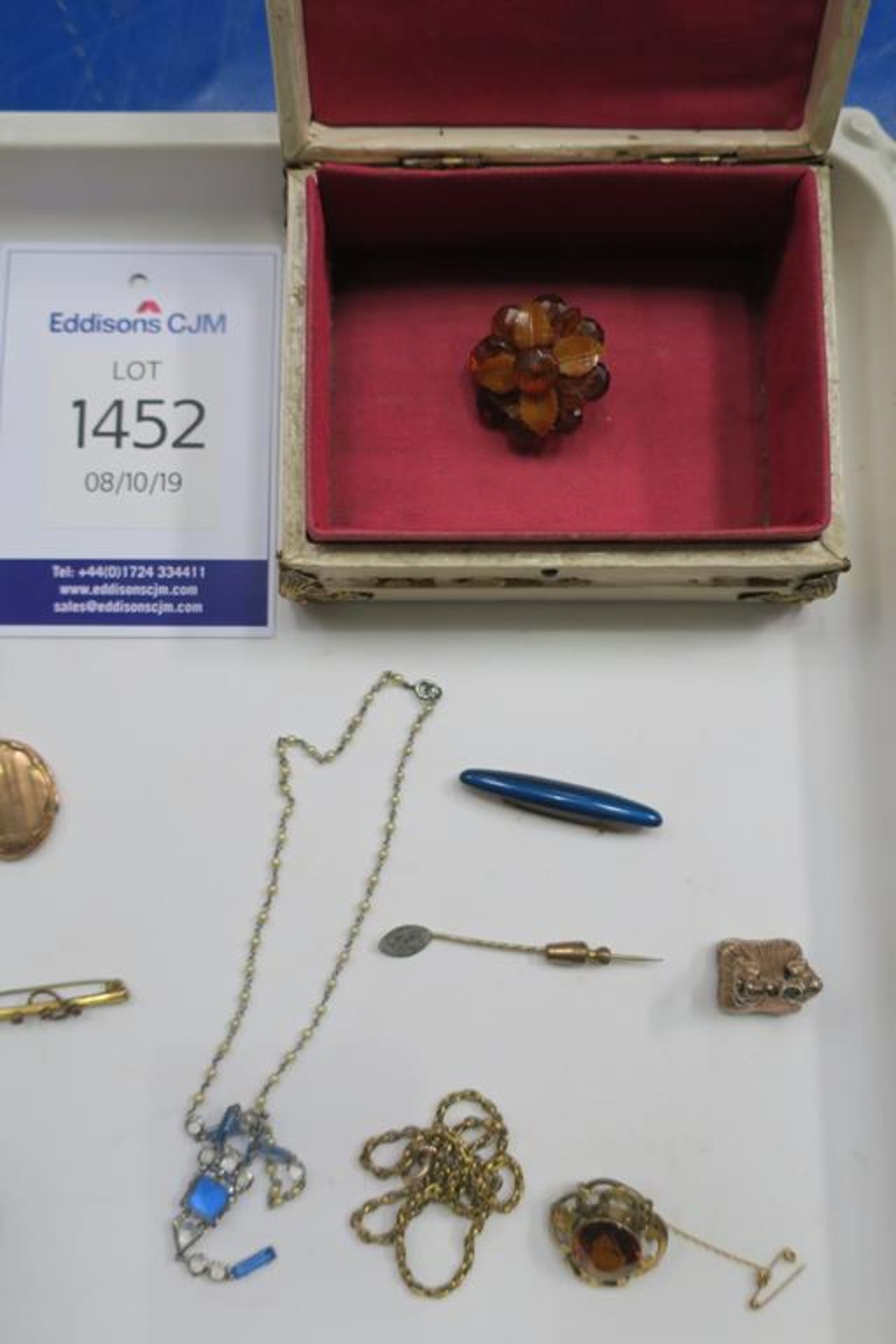 A selection of Antique Jewellery, Hallmarked Silver, Enamel, Amber, Fobs, Brooches - Image 3 of 3