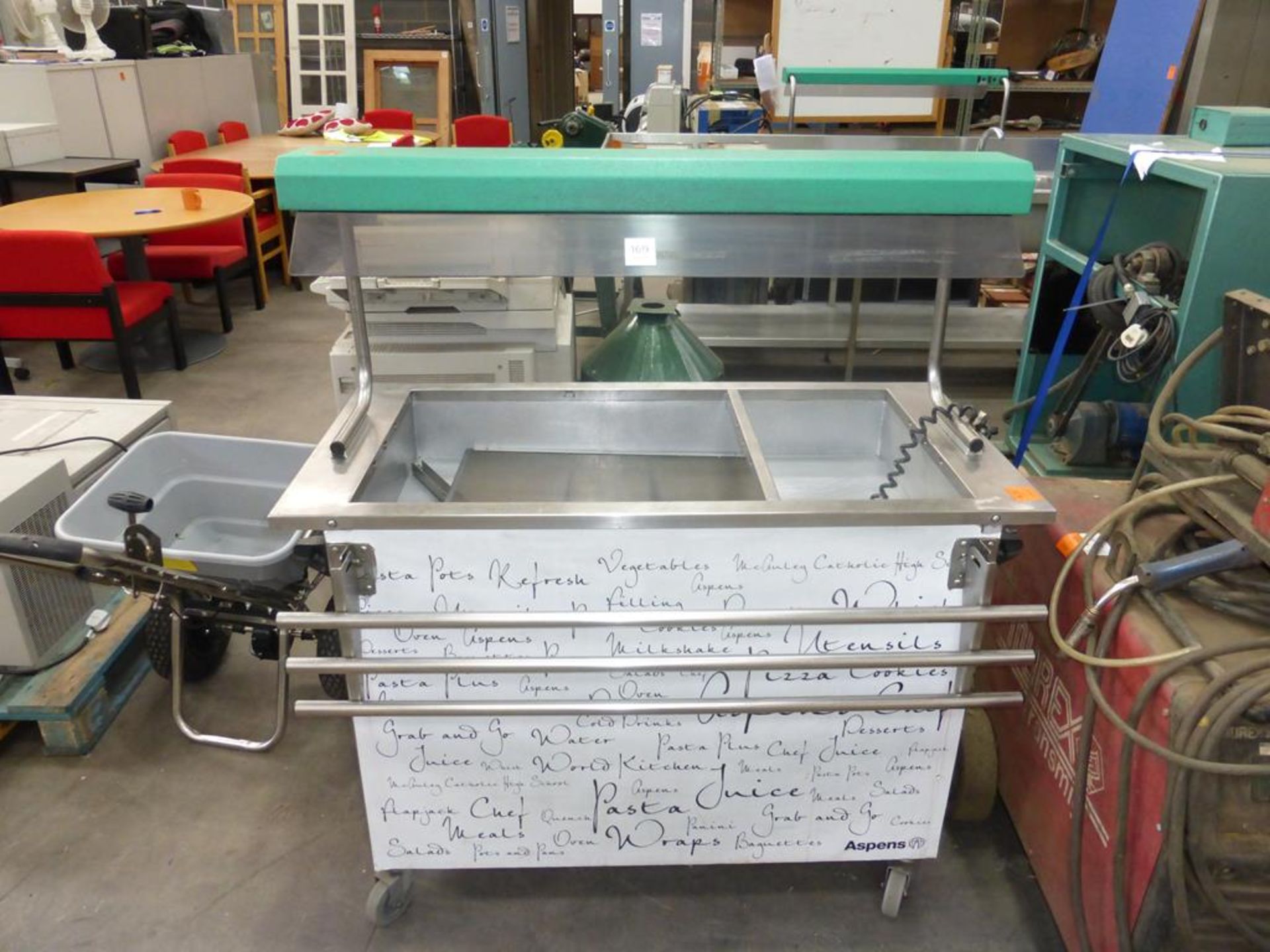 An Aspens S/Steel Portable Heated Serving Trolley