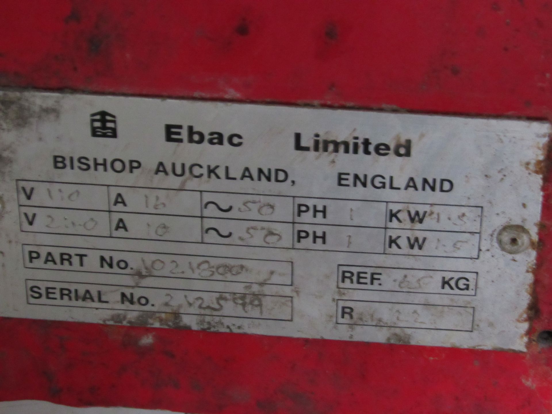 Ebac 1021800 Dehumidifier, Serial Number 212599 - Image 4 of 4