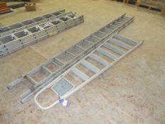 Double extension ladder, and 8 tread step ladder