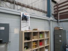 Tool rack and various hand tools, to wall and shelving unit