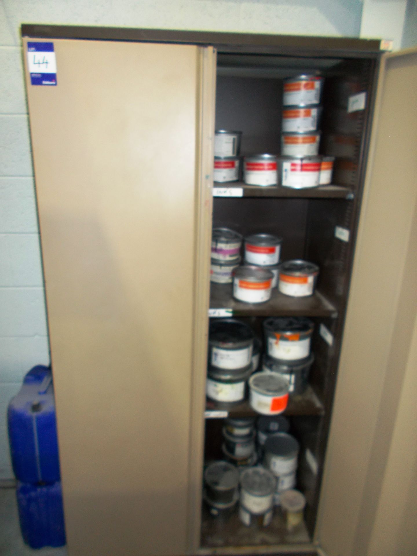 3 x Shelving units, and double door cabinet and contents - Image 4 of 6