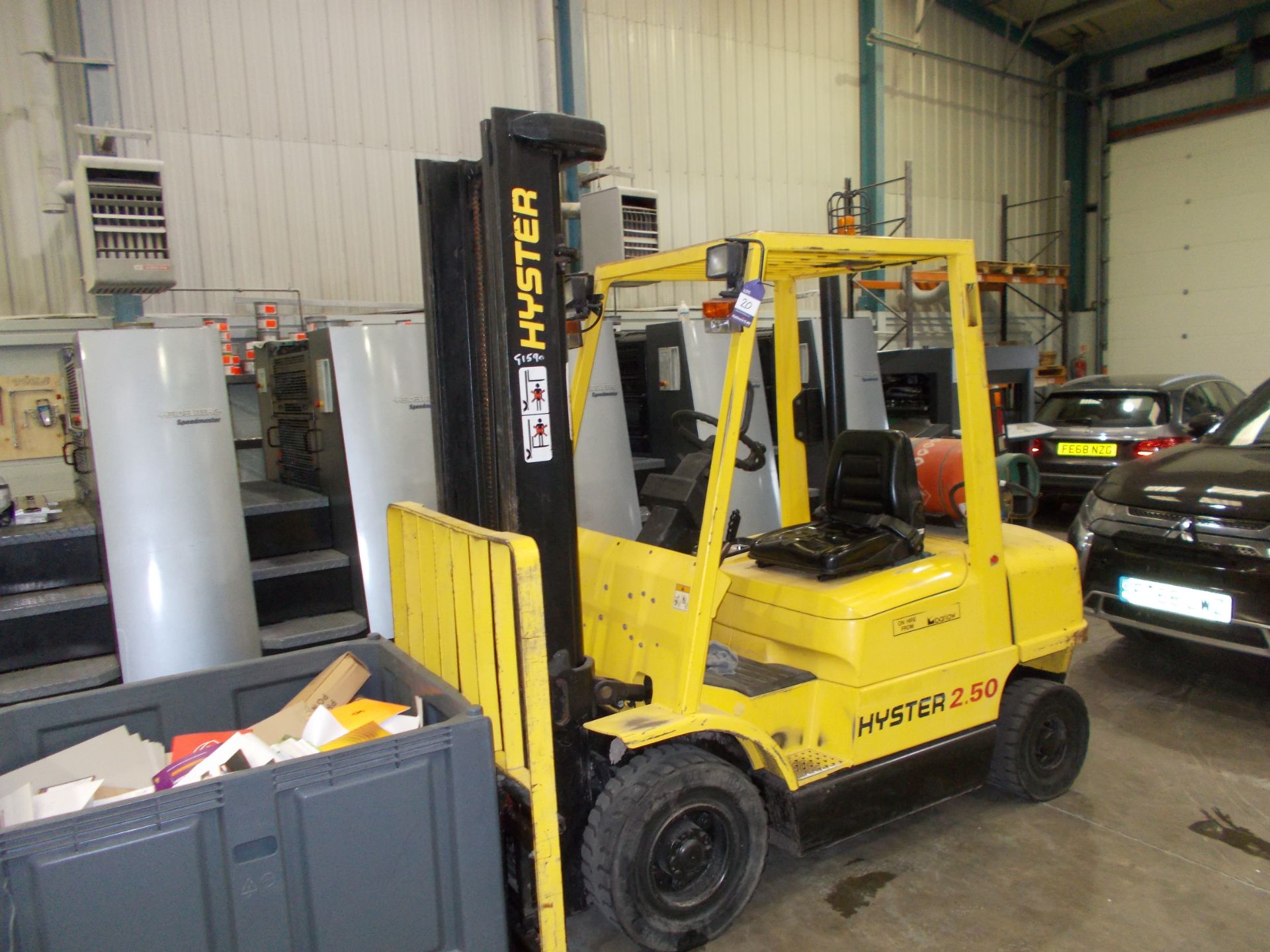 Hyster 2.50XM LPG Duplex Mast Forklift Truck, Serial Number H177B05410V, 1998, 9028 Hours - Image 6 of 7