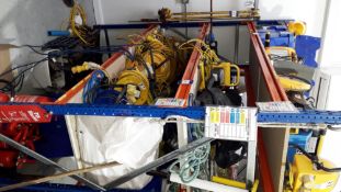 Contents of Bay to include Quantity of manhole cover lifters, skates site lifting, 110v extension