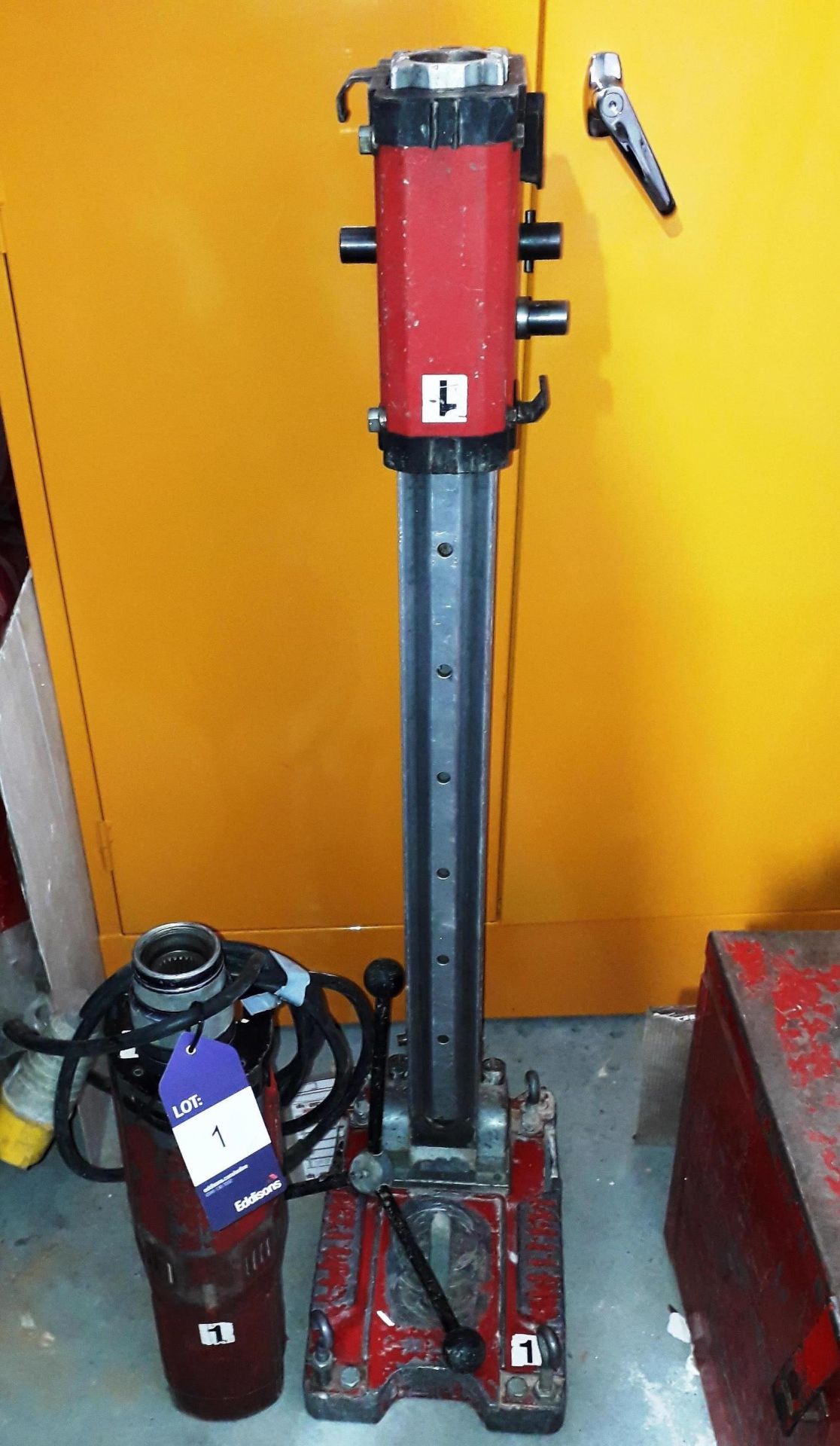 Hilti DD-160E Diamond Coring Drill with Hilti DD-R100S Diamond Core Rig Stand and Hilti DD-CA S