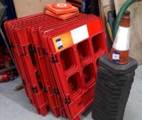 6 x 3 sided safety barriers and approx. 14 x road cones