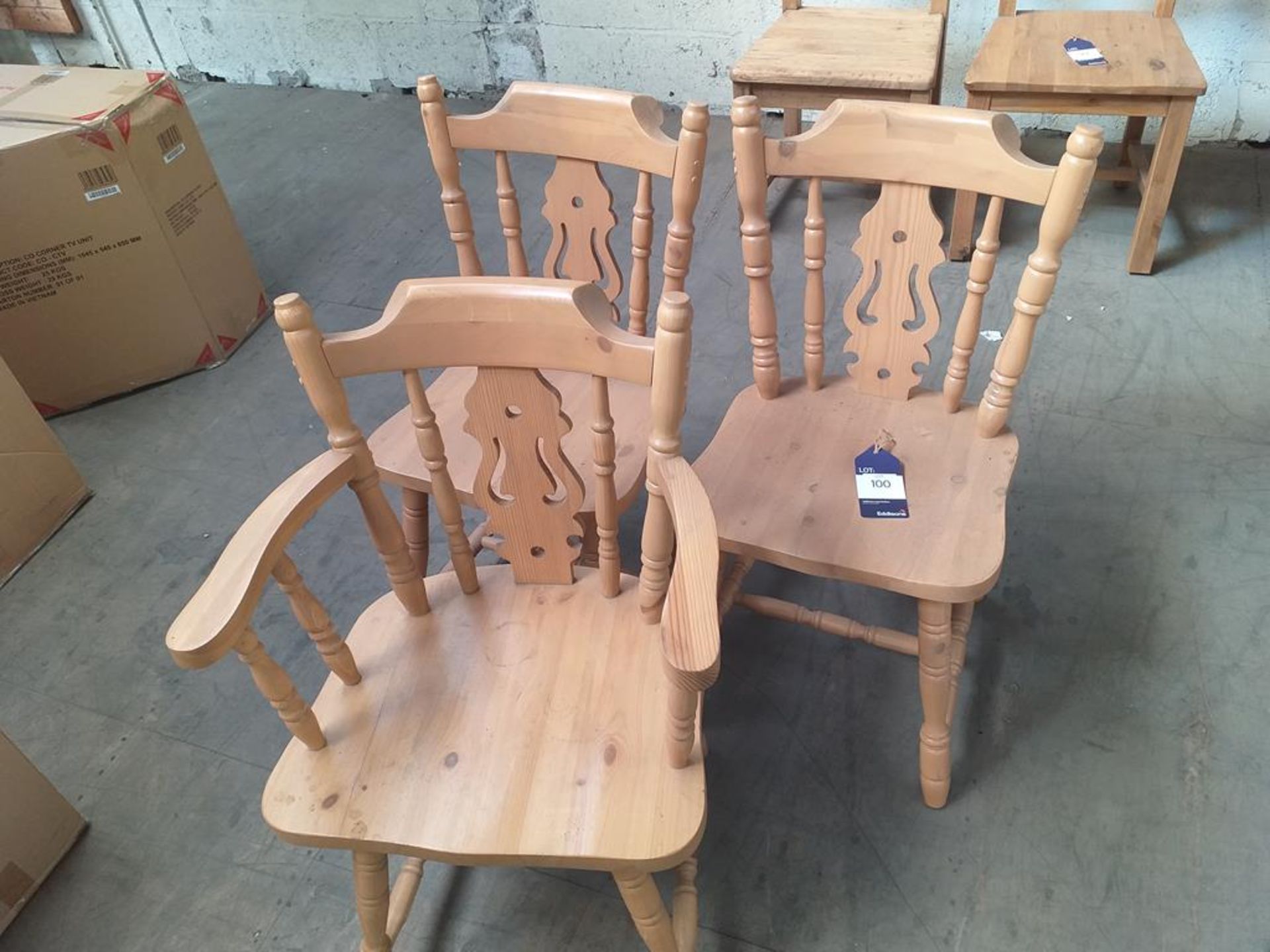 3 x Matching Pine Fiddle Back Chairs