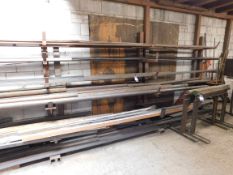 Steel fabricated cantilever rack and contents, assortment of off-cuts