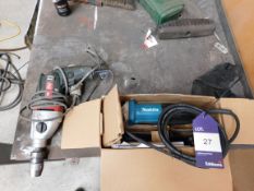 Makita grinder (boxed), and Metabo drill