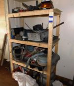 Shelving and contents, including assorted drilling cores, lifting straps, shackles