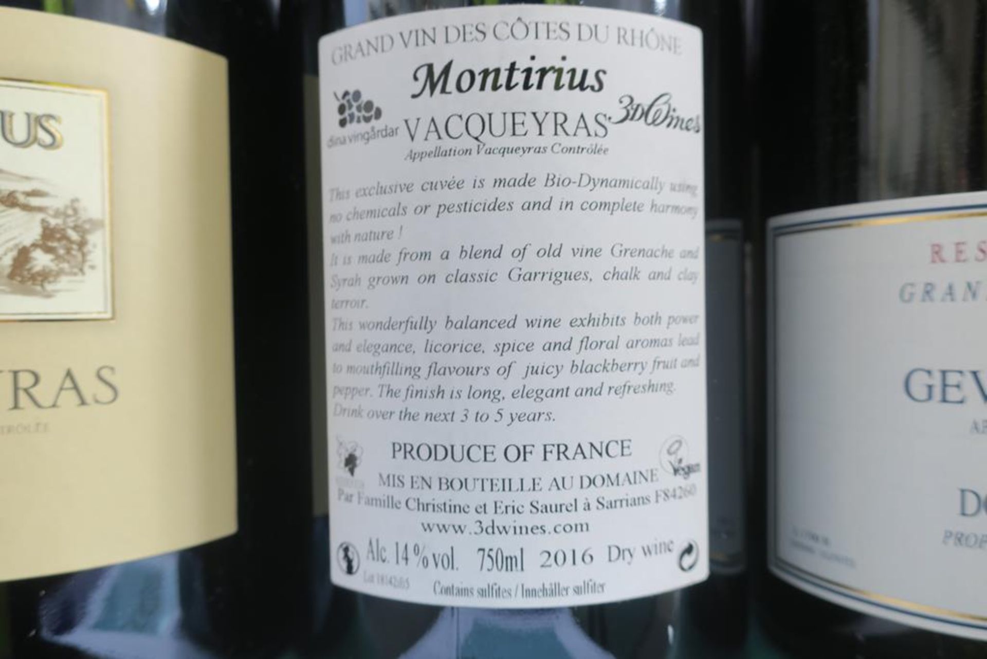 Montirius Vacqueyras and Domaine Lucien Jacob Wine - Image 3 of 3