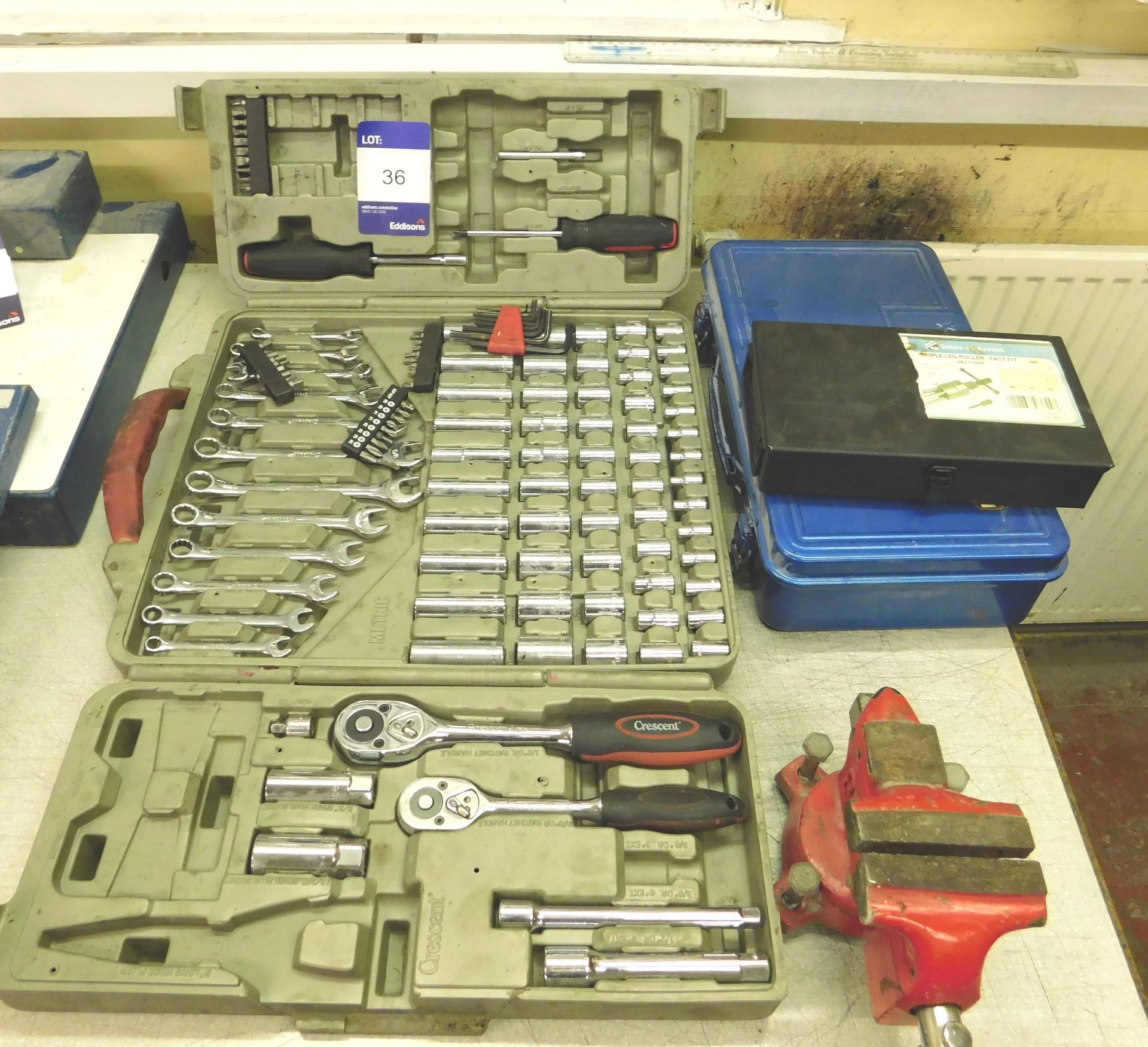 Selection of Tools, including Socket Set, Leg Puller, Vice