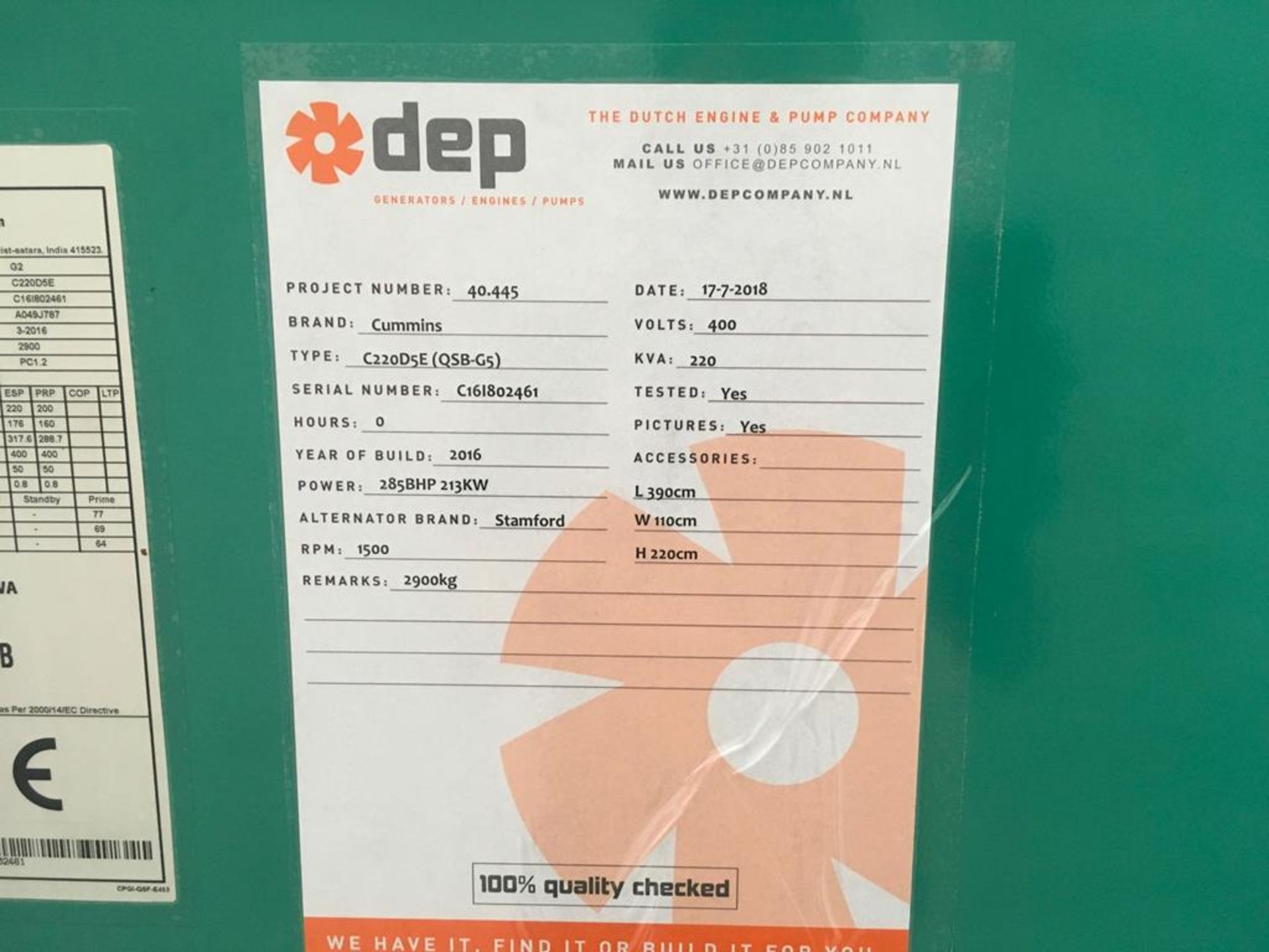 Cummins 220Kva (CD220D5E) Diesel Generator - Image 4 of 11