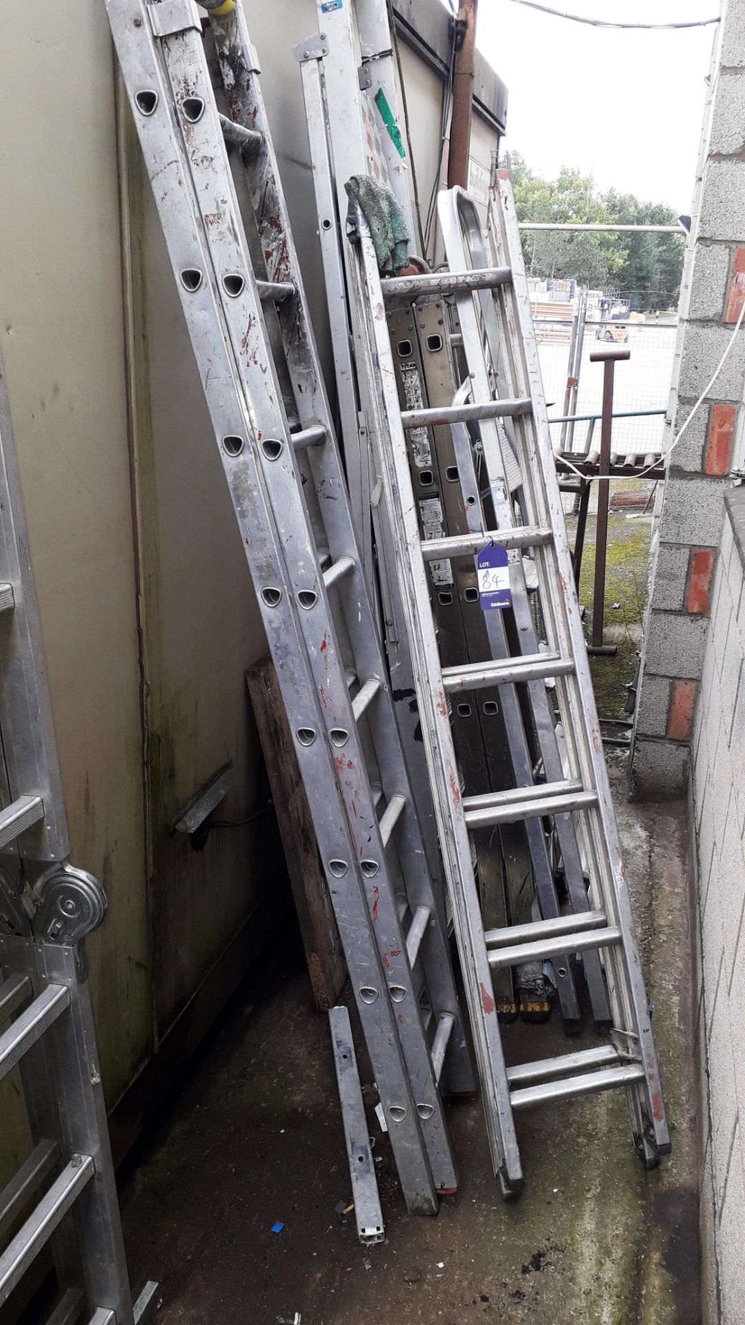 2 x Aluminium Extension Ladders, 3 x Aluminium Step Ladders