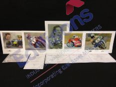 Sports Autographs: Collection of five prints relating to motor racing