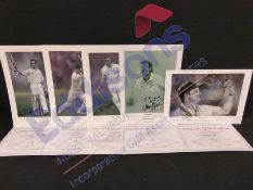 Sports Autographs: Collection of five prints relating to cricket