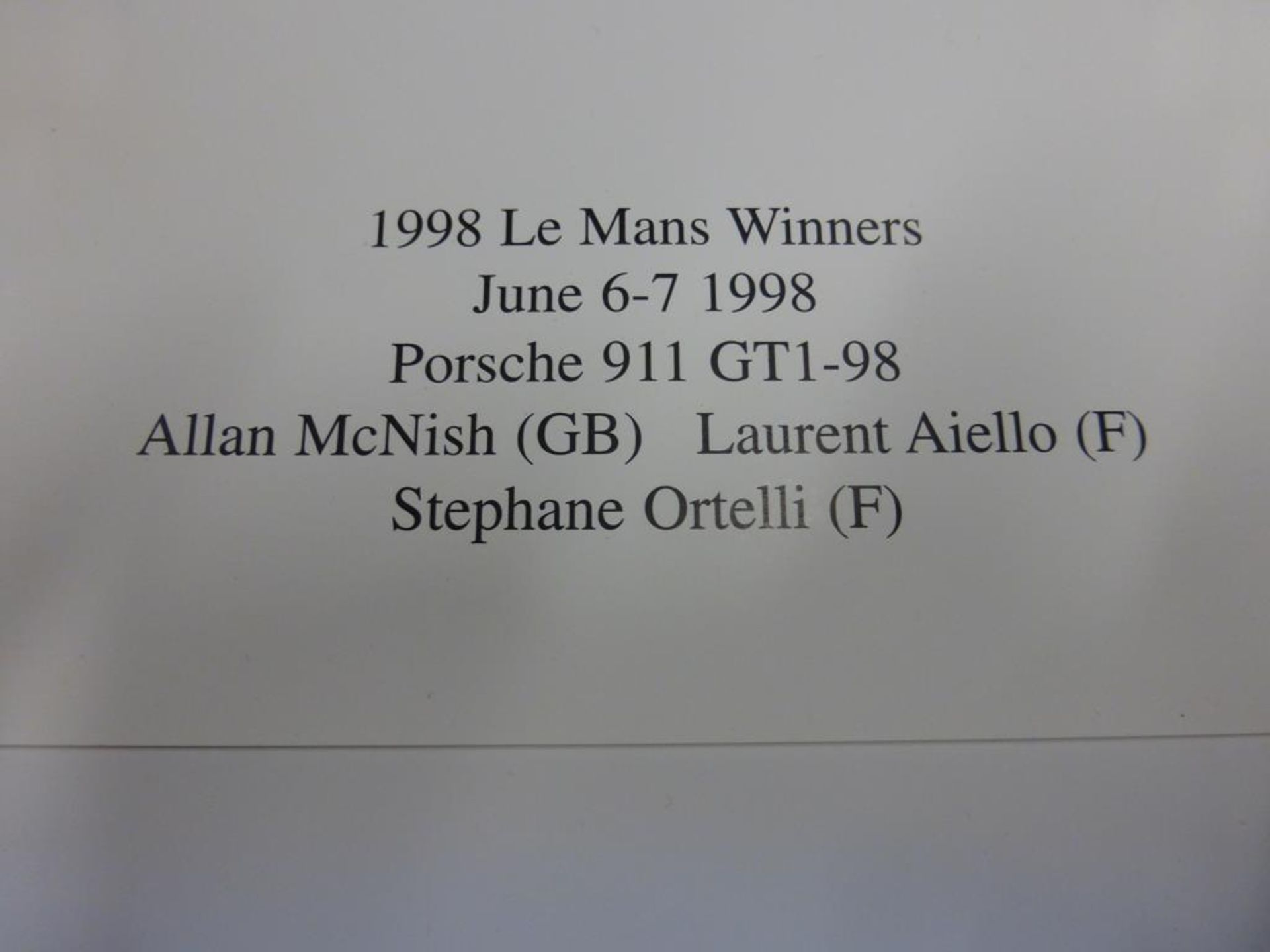 Sports Autographs: "1998 Le Mans Winners" - Image 2 of 8