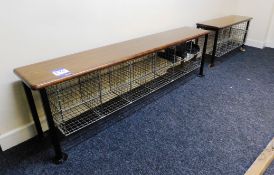 Two Changing Room Benches with Shoe Storage Racks