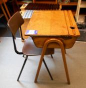 10 children’s Wooden Desks with 10 plastic Chairs