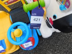 9 Various Plastic Childs Push Along Toys