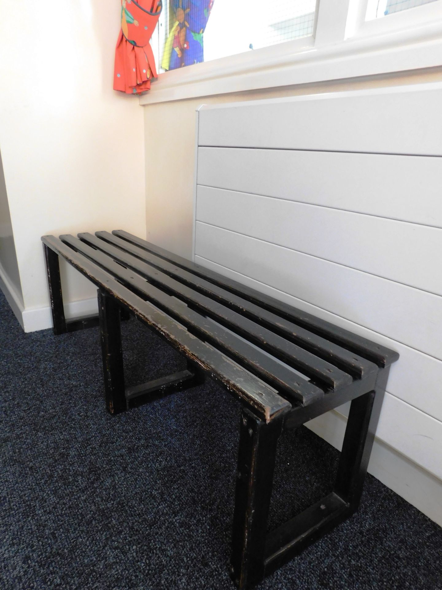 2 slatted changing room Benches - Image 2 of 2