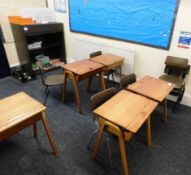 7 x Retro Wood Flip top Childs Desk with Plastic C
