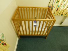 Childs Natural Wood Cot and Mattress
