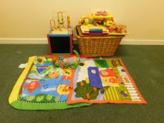 Contents of Children’s Play Area to include Wicker Basket and Contents, Play Mats and Various