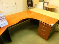 Cherry Effect Desk Suite comprising Shaped Table,