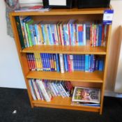 Oak effect 3-shelf Bookcase and various Text Books