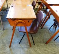 9 Retro Fliptop School Desks with 9 Plastic Chairs