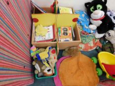 Contents of Childs Play Area to include Cuddly Toys, Storage Unit & Books etc.