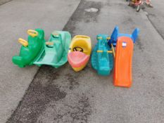 5 Various Plastic Outdoor Childs Toys including Rockers and Slide etc.