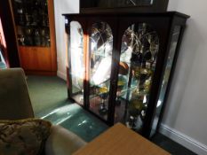 Mahogany Effect Glazed Trophy Cabinet (Contents No