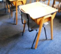 8 children’s wooden Desks with 8 plastic Chairs