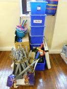 Quantity of children’s toys to 7 x crates, and 3 x boxes, including cars, toy swords, to