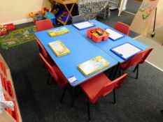 4 children’s low level Desks/Tables and 14 Chairs